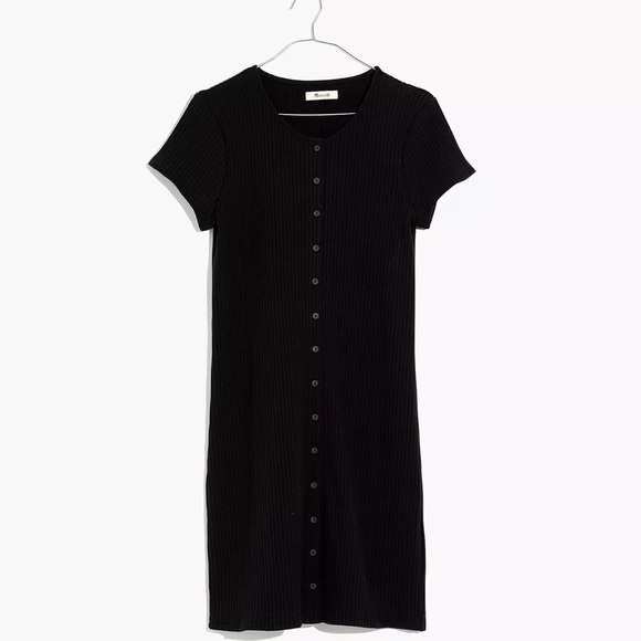 Madewell Button-Front Ribbed Mini Dress - Picture 2 of 14